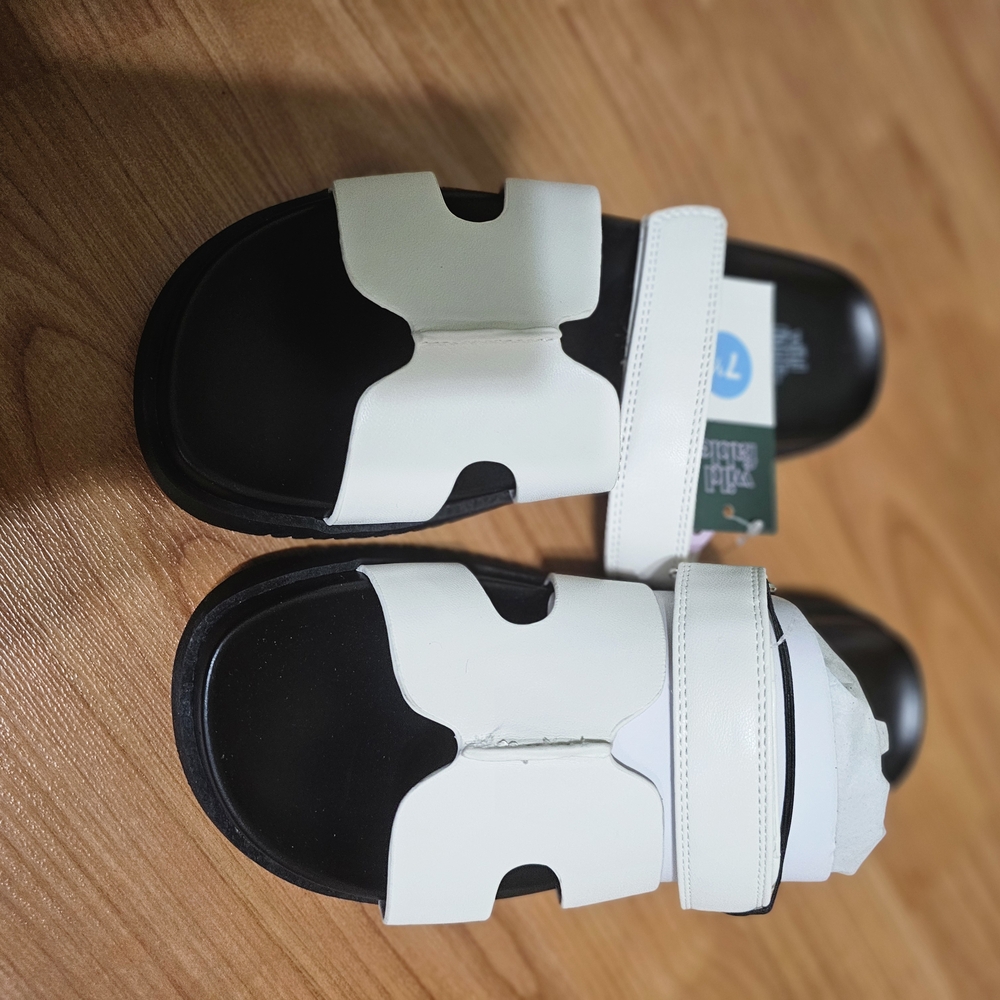 Womens White and Black Sandals